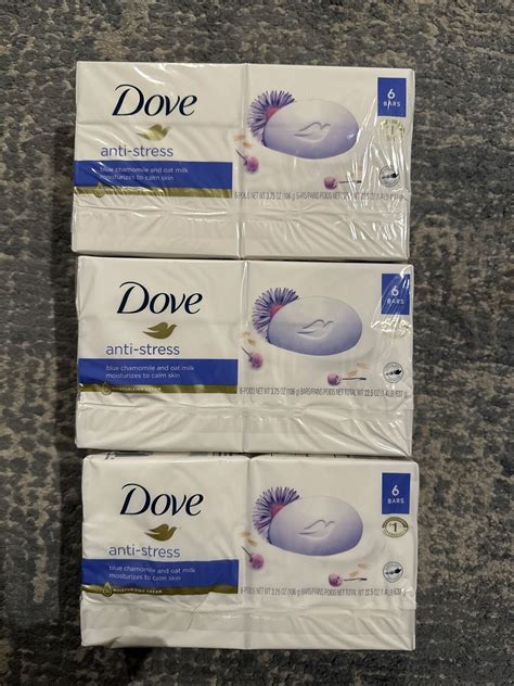 18 Bars Dove Anti Stress Beauty Bar Soap W Blue Chamomile Oat Milk 3 75