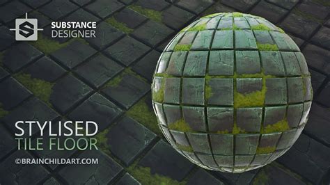 Stylised Tile Floor And Moss Substance Designer Tileable Seamless