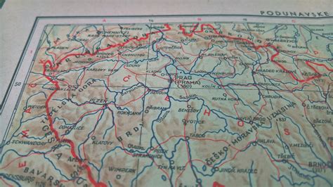 1956 Vintage Czechoslovakia & Hungary Map