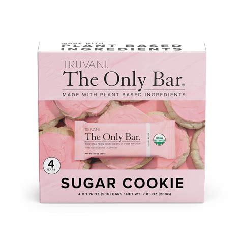 Amazon.com : Truvani Plant Based Snack Bars | Sugar Cookie 4 Pack | 6g