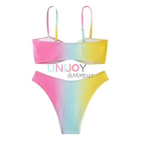 Ribbed Bikini Colorful Custom Made Swimsuit Unijoy