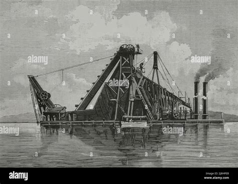 Egypt. Suez Canal. Large dredger type couloir used to clean the canal ...