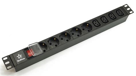 Блок розеток 19", 1U, 5 розеток Schuko, 4 розетки IEC 60320 C13 ...