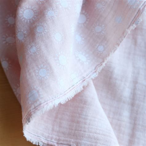 Tissu double gaze coton vendu mètre coupe coloris soleil rose nude