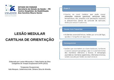 Pdf Les O Medular Cartilha De Orienta O Centro Hospitalar De