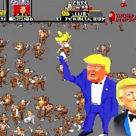 Donald Trump In A Ps 1 Game From The 1 9 9 0 S Stable Diffusion