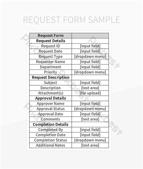 request form sample excel template   pikbest