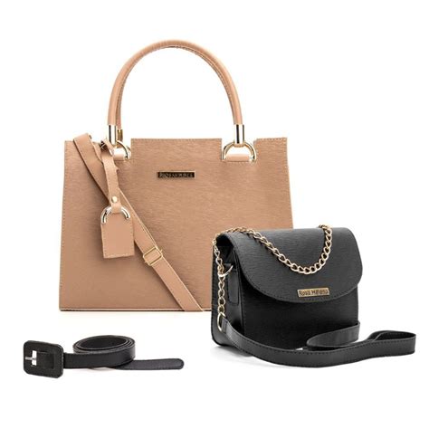 Kit 2 Bolsas Castelo Nude Tira Colo Transversal Cinto Shopee Brasil