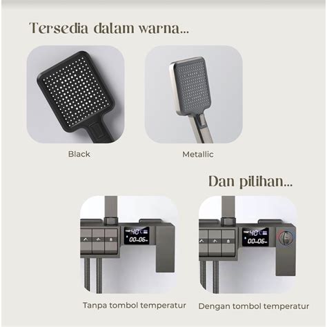 Jual Produk Rumah Tangga Tec Mono Shower Set Brass Luxury Led Hot Cold Keran Shower Dinding