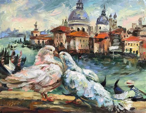 Картина голуби в Венеции, влюблённые, картина с парой птиц в интернет ...