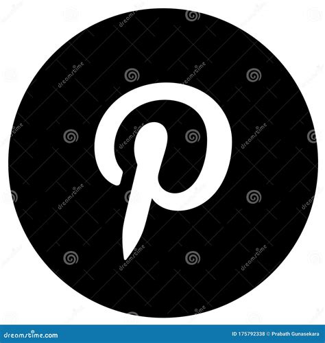 Rounded Black And White Pinterest Logo Icon Editorial Stock Photo