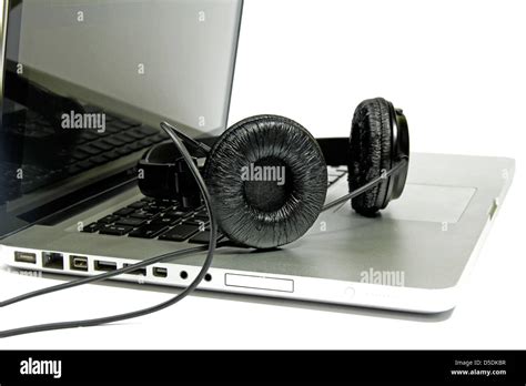 Laptop And Headphones Stock Photo Alamy