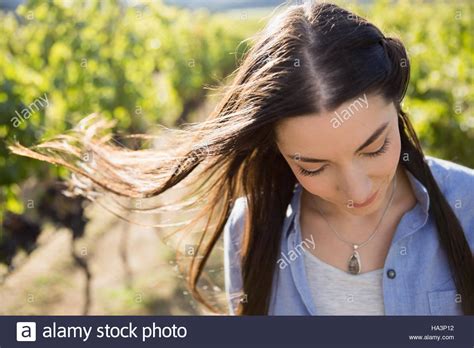 Brunette Hair Blowing In The Wind Hi Res Stock Photography And Images Alamy