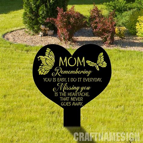 Craftnamesign Custom Mom Heart Memorial Stake Mom Loss Grave Marker