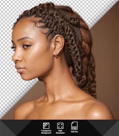 Niña afroamericana de psd con rastas en un fondo transparente Archivo