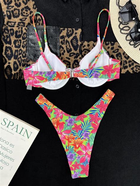 Sexy Bikini Sets For Women Girls High Cut Bottom Swimsuit Bathing Suit Floral Ebay