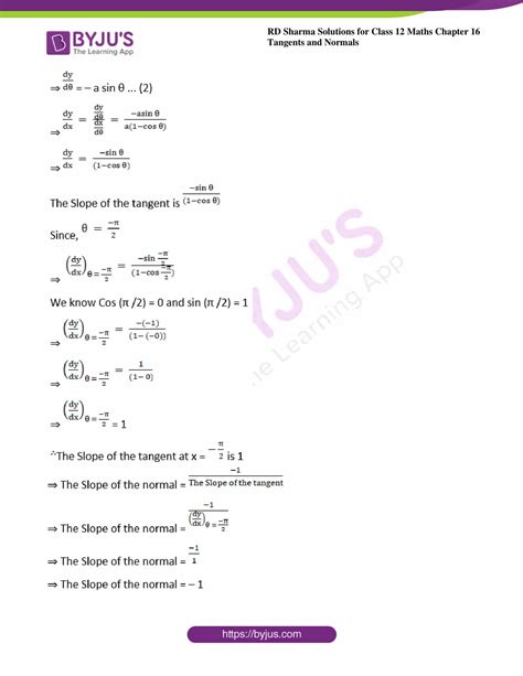 RD Sharma Class 12 Solutions Updated for 2023-24 Chapter 16 Tangents