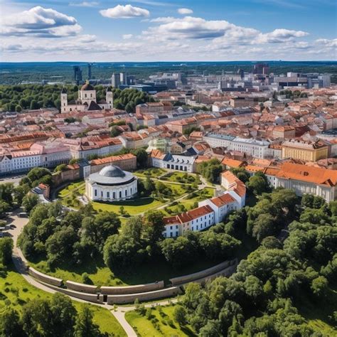 Cidades Velhas - Vista aérea da cidade velha de Vilnius, uma das maiores cidades velhas ...