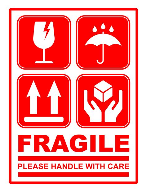 Fragile Handle With Care Sticker Printable Sign Symbol For Delivery