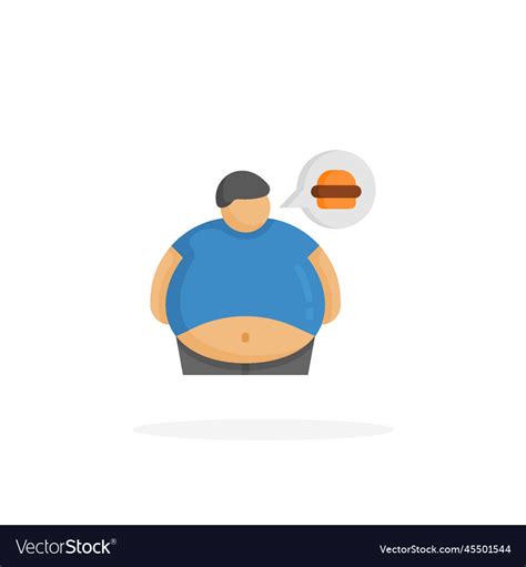 Obesity Man Icon Flat Royalty Free Vector Image