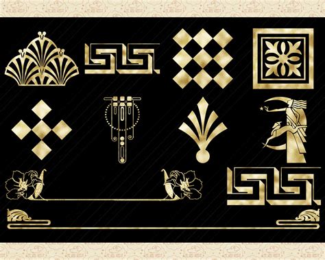 Art Deco Nouveau Gold Foil Elements Clipart Gold Art Nouveau Etsy