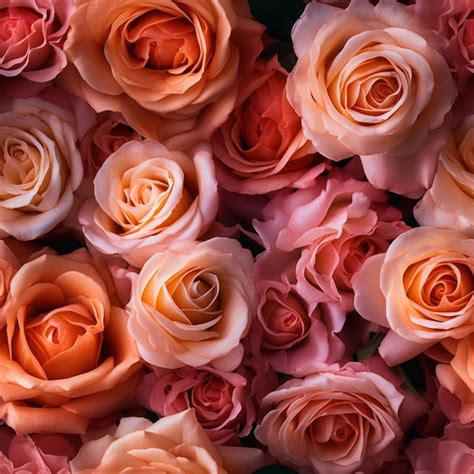 Premium Ai Image A Wall Of Pink And Orange Roses With The Word Love On It