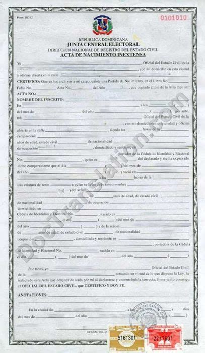 Spanish Birth Certificate Template