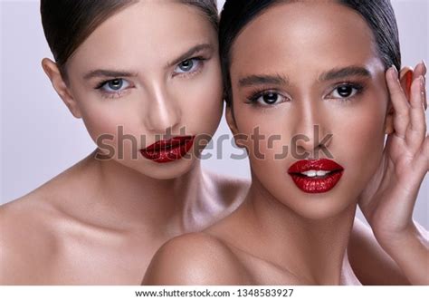 Gorgeous Girls Wearing Evening Make Naked Stock Photo 1348583927 Shutterstock