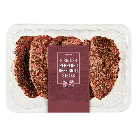 Iceland British Peppered Beef Grill Steaks Beef Iceland Foods