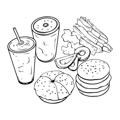 Premium Vector Hand Drawn Fast Food In Doodle Style