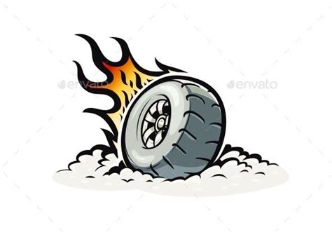 Car Wheel With Burning Fire Automotive Artwork Car Logo Design