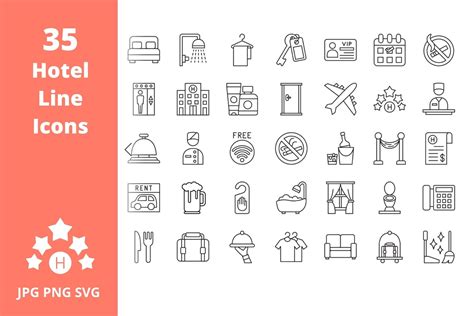 hotel icon set   icons graphic  soremba designz creative fabrica