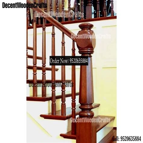 Decentwoodencrafts Railing Pillars Designer Wooden Staircase Carved