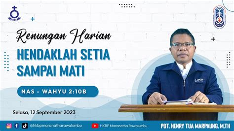 Renungan Harian Selasa 12 September 2023 HKBP Maranatha Rawalumbu