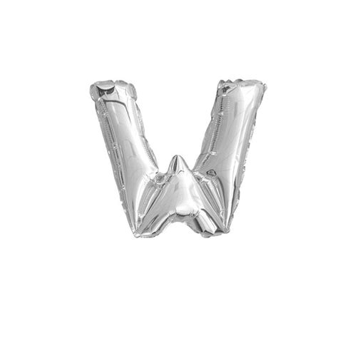 BALLON MÉTALLIQUE LETTRE W Argent Bebeboutik