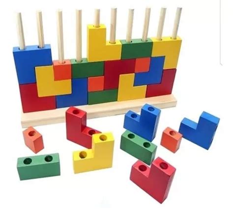 Bloques De Acoplamiento Verticales Para Rompecabezas De Madera Tetris