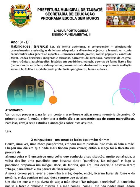 6 Ano PORTUGUèS Ativ. 09 Conto Maravilhoso | PDF | Contos