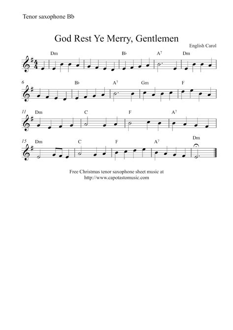 Free Christmas Tenor Saxophone Sheet Music God Rest Ye Merry Gentlemen