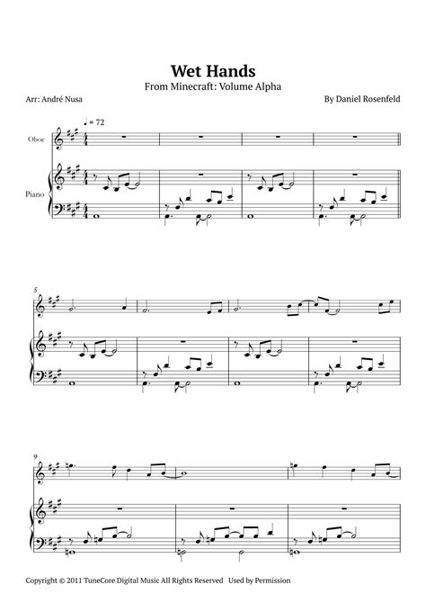 Wet Hands Arr André Nusa Sheet Music C418 Oboe And Piano