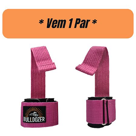 Strap Gancho Musculação Munhequeira Profissional Pink Bulldozer