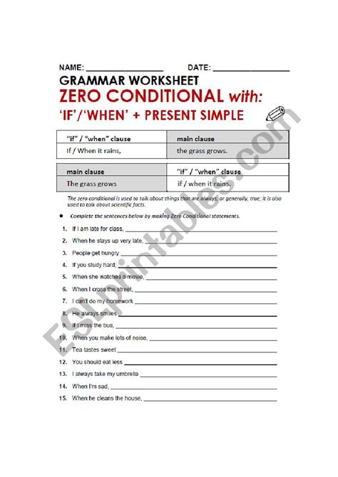 Zero Conditional ESL Worksheet By Jearlufo