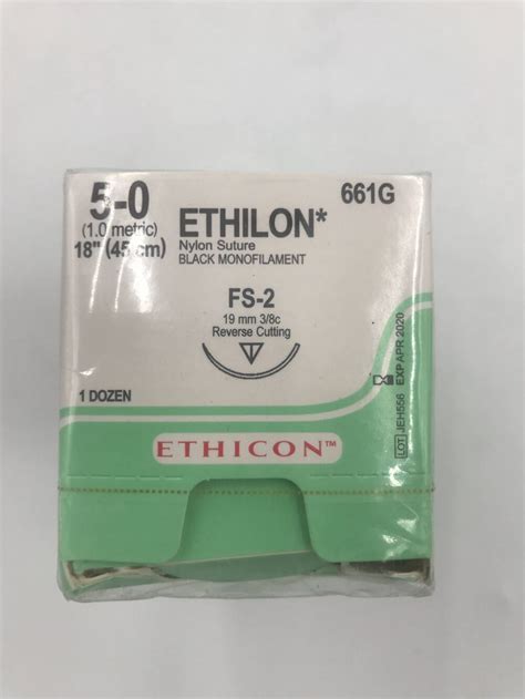 Ethicon 661g Ethilon Nylon Suture Black Monofilament 5 1 18in 12box