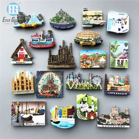 custom promotional  resin fridge magnet country city refrigerator