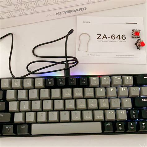 Zifriend Za Keys Mechanical Keyboard White Backlit Hot Swappable Blue Red Switch Gaming