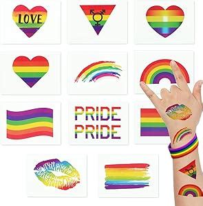 33pcs Pride Tattoos Temporary Rainbow Tattoos Pride Face Stickers LGBTQ Gay Pride Accessories