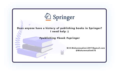 Does anyone have a history of publishing books in Springer? | ResearchGate