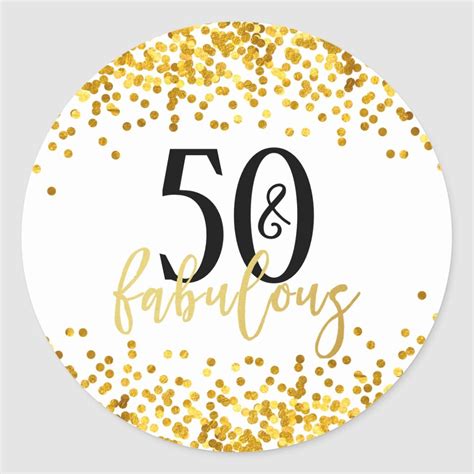 Gold 50 And Fabulous Birthday Party Stickers Zazzle Birthday Party