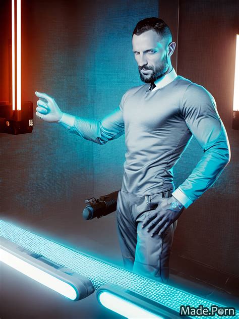 Porn Image Of Dark Black Cyborg Robot Short Hair Athlete Gay Created By AI