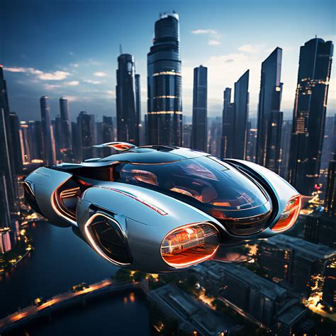 Photo of future flying car in skyscrapers by AI plane - Playground