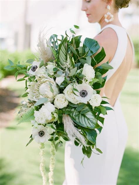 Tropical Chic Florida Wedding With A Massive Palm Leaf Bouquet